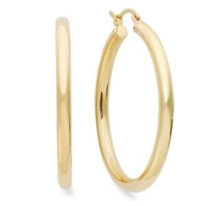 14K Gold Over Resin Core Textured Hoop Earrings Trendy Stylish Diamond Accent
